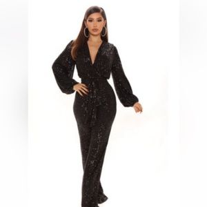 Black sequin jumpsuit